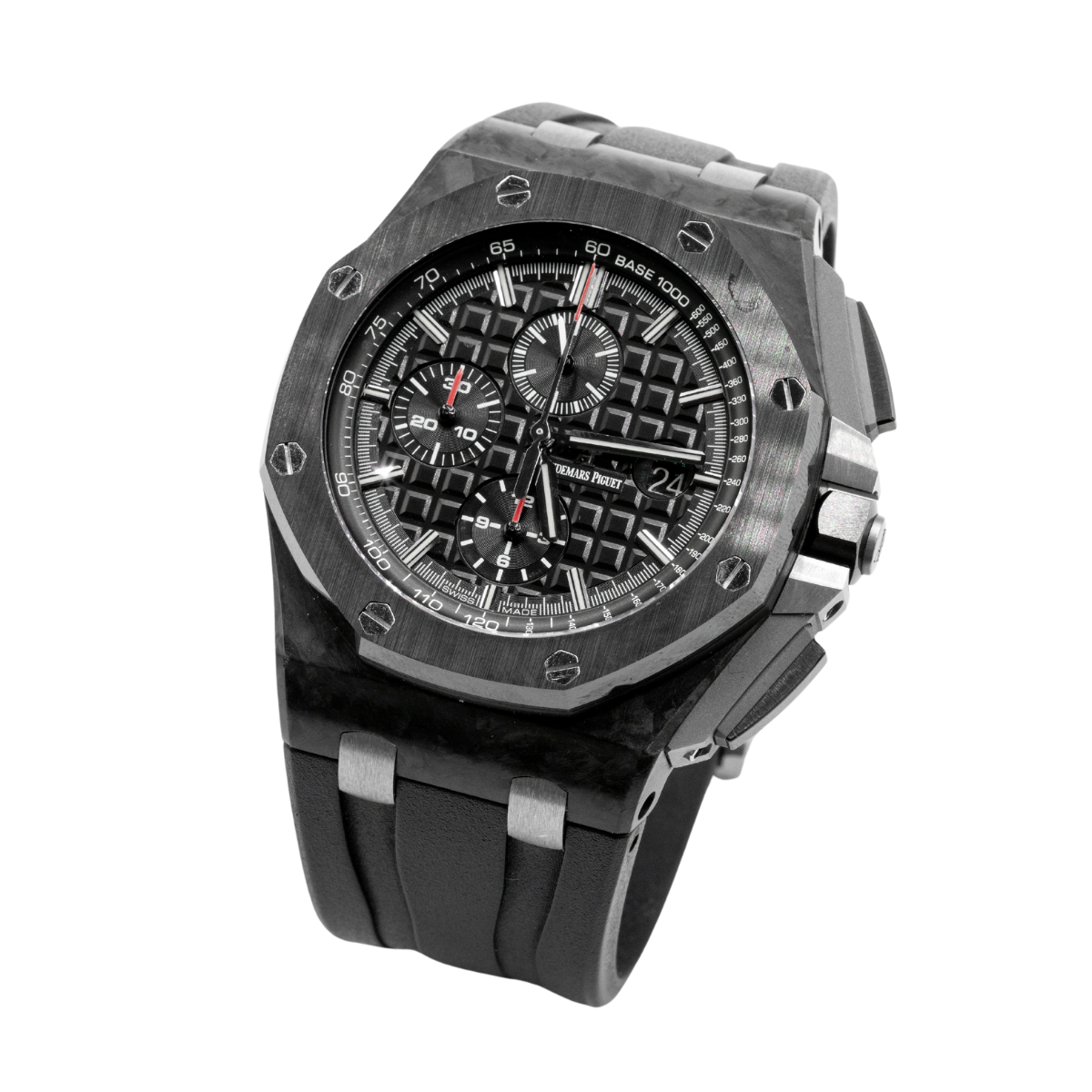 Royal Oak Offshore Chronograph 44MM Black Rubber Strap Black Dial With Méga Tapisserie Forged Carbon Case Pattern Black Ceramic Bezel