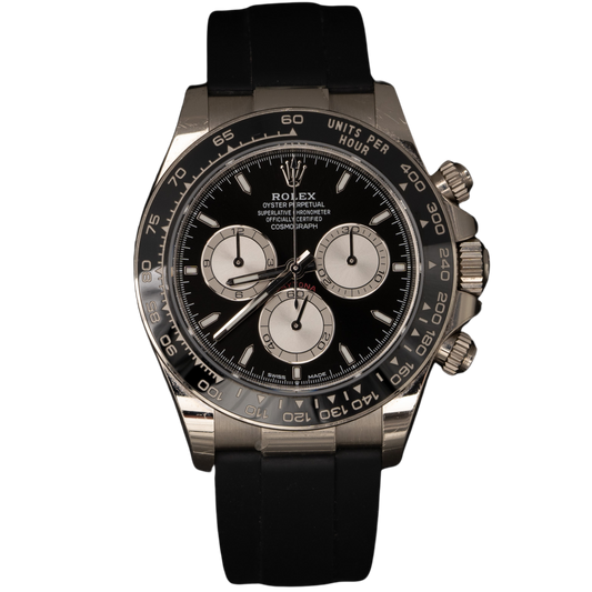 Rolex Daytona Ref. 126519LN White Gold Black Dial/Silver Subdials on Oysterflex