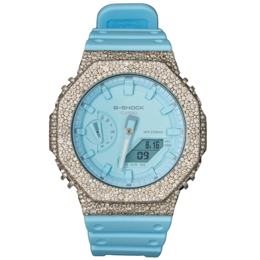 Casio GShock GA2100 Bussdown Honeycomb Setting - Baby Blue Dial - 7.90 cts