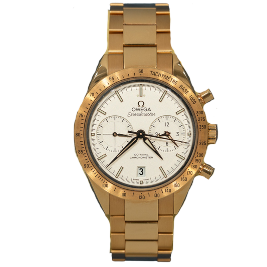 Omega Ref. 331.50.42.51.02.002 Rose Gold White Dial Chronograph