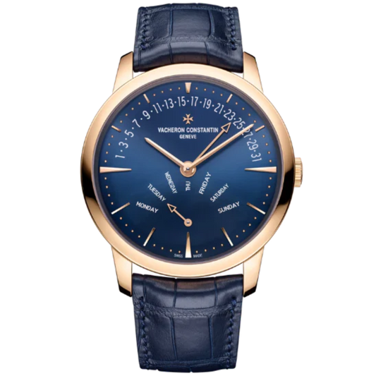 PATRIMONY RETROGRADE DAY-DATE 42 MM PINK GOLD WITH BLUE BRASS DIAL
