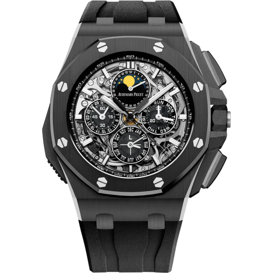 Royal Oak Offshore Grande Complication 44MM Black Rubber Strap Sapphire Dial Black Ceramic Case