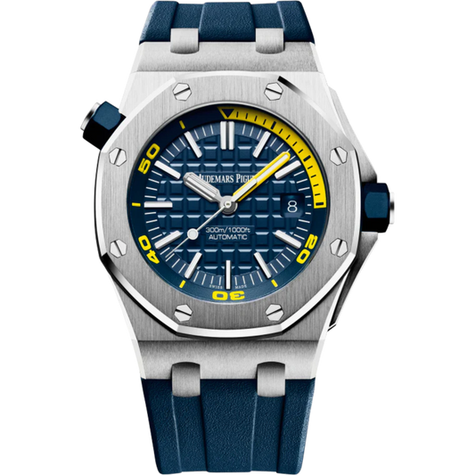 Royal Oak Offshore Diver 42mm Blue Rubber Strap Blue Dial With Méga Tapisserie Pattern Stainless Steel Case