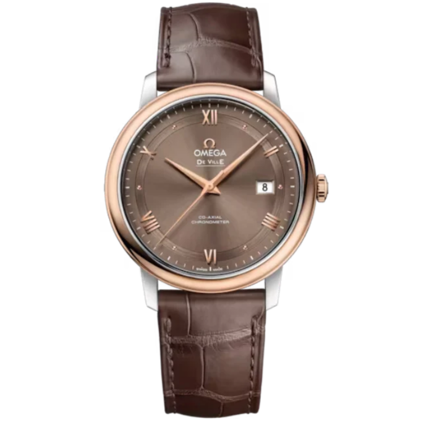 DE VILLE PRESTIGE 39 MM STAINLESS STEEL - RED GOLD WITH BROWN DIAL