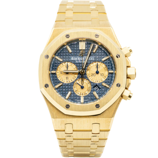 Royal Oak Selfwinding Chronograph 41MM 18-Carat Yellow Gold Bracelet Blue Dial With Grande Tapisserie Pattern 18-Carat Yellow Gold Case