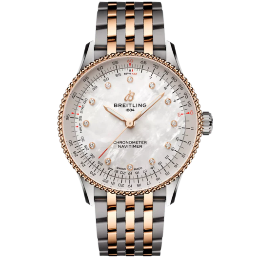 NAVITIMER AUTOMATIC 36 MM STAINLESS STEEL AND 18K ROSE GOLD WITH MOTHER OF PEARL DIAL