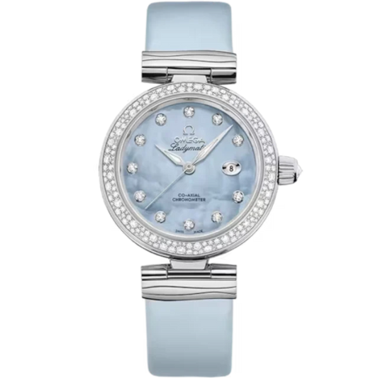 DE VILLE LADYMATIC 34 MM STAINLESS STEEL WITH BLUE MOTHER OF PEARL DIAL