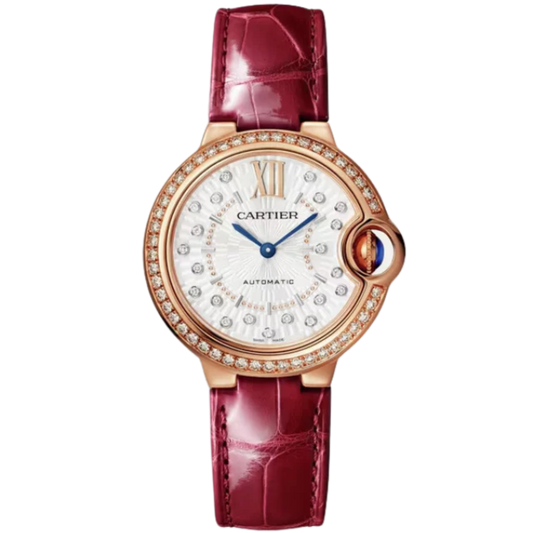 BALLON BLEU DE CARTIER 33 MM ROSE GOLD WITH MATT SILVER STAMPED SUNRAY DIAL