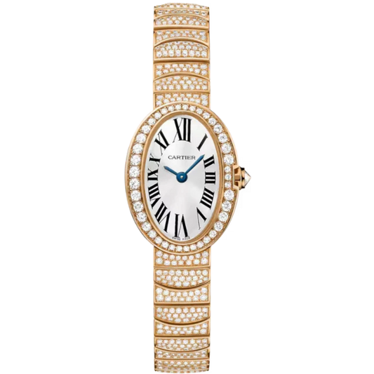 BAIGNOIRE DE CARTIER 25 MM 18K ROSE GOLD WITH SILVER SUNRAY EFFECT DIAL