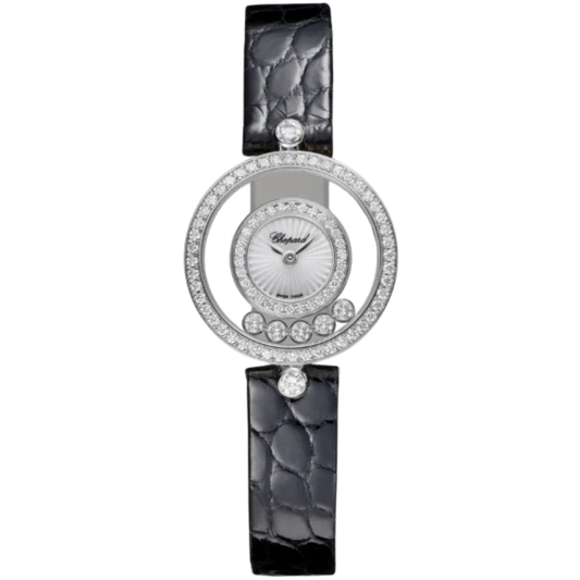 HAPPY DIAMONDS ICONS 26 MM ETHICAL WHITE GOLD WITH MOTHER OF PEARL DIAL