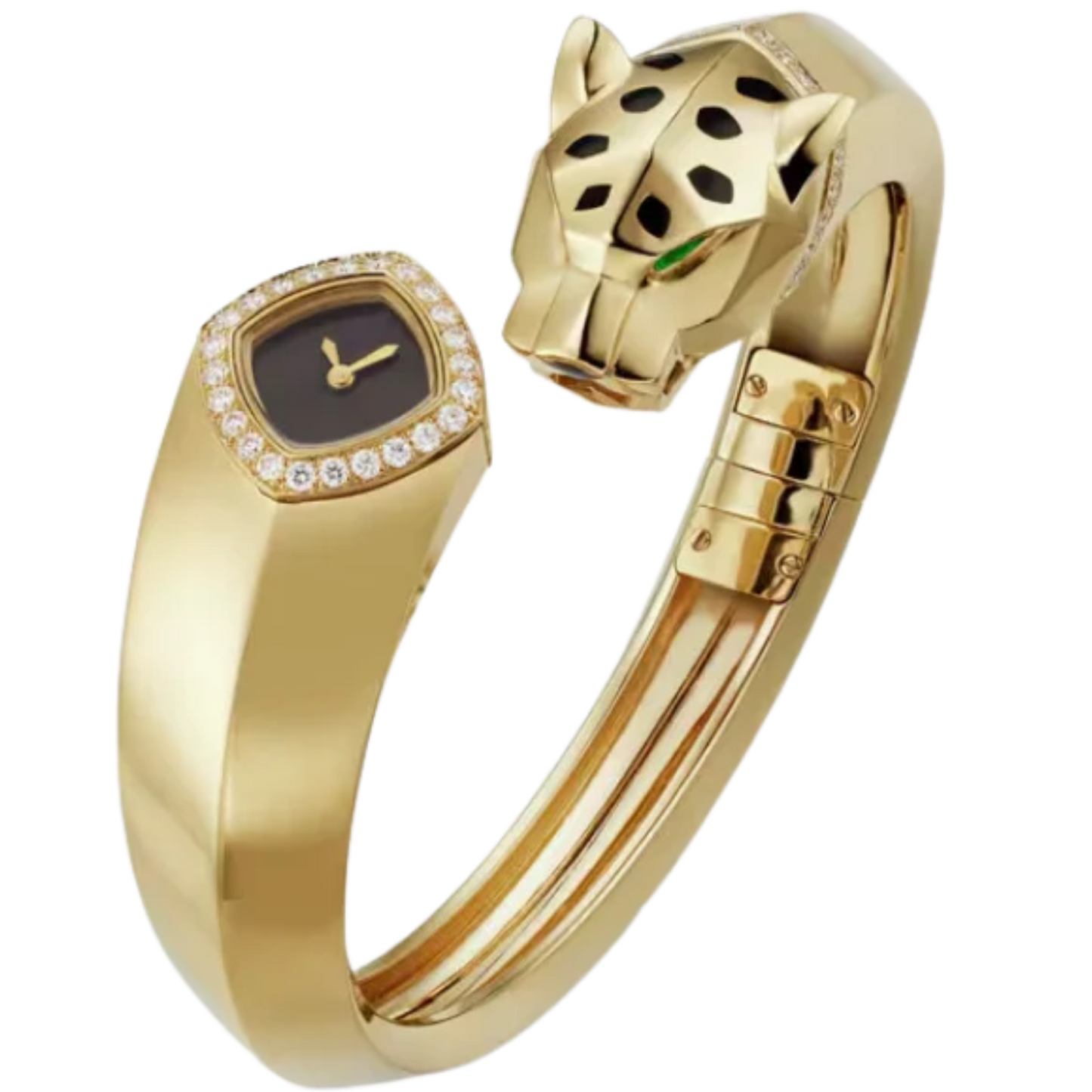 LA PANTHERE DE CARTIER BANGLE 18 MM 18K YELLOW GOLD WITH BLACK LACQUER DIAL SIZE 18