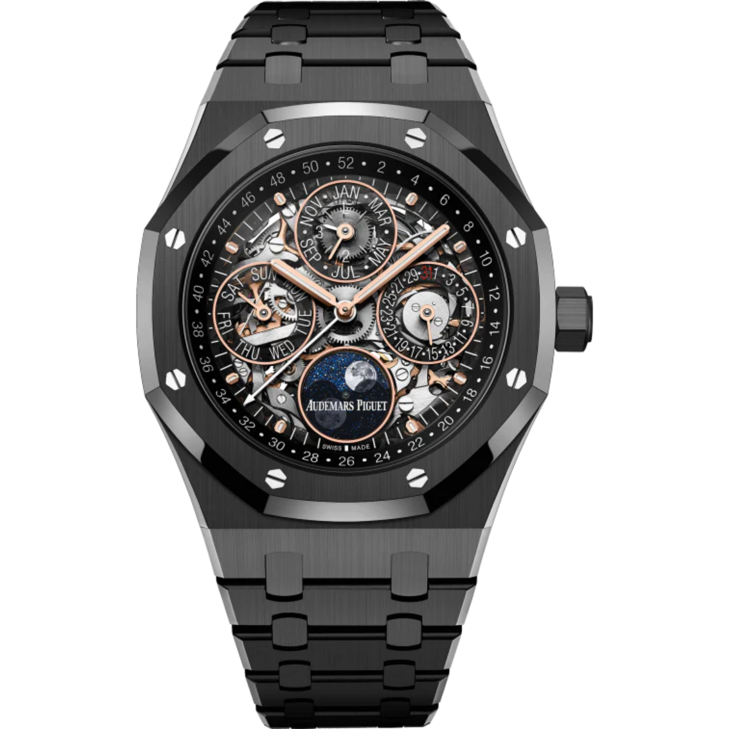 Royal Oak Perpetual Calendar Openworked 41MM Black Ceramic Bracelet Sapphire Dial Black Ceramic Case