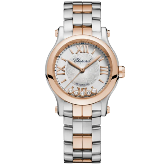 HAPPY SPORT 30 MM ETHICAL ROSE GOLD - LUCENT STEEL™ WITH SILVER DIAL