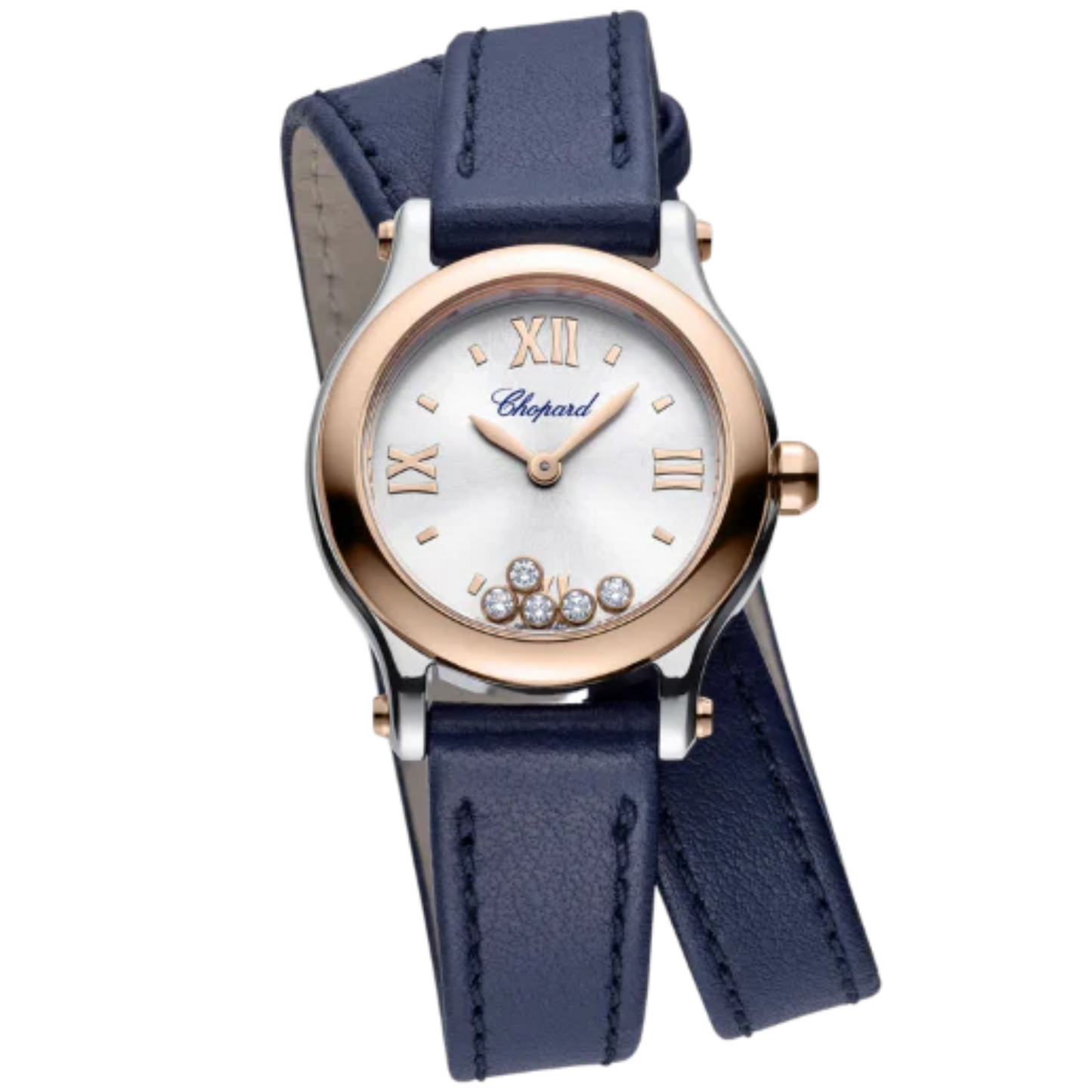 HAPPY SPORT 25 MM ETHICAL ROSE GOLD - LUCENT STEEL™ WITH SILVER DIAL