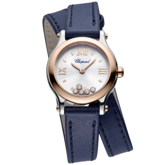 HAPPY SPORT 25 MM ETHICAL ROSE GOLD - LUCENT STEEL™ WITH SILVER DIAL