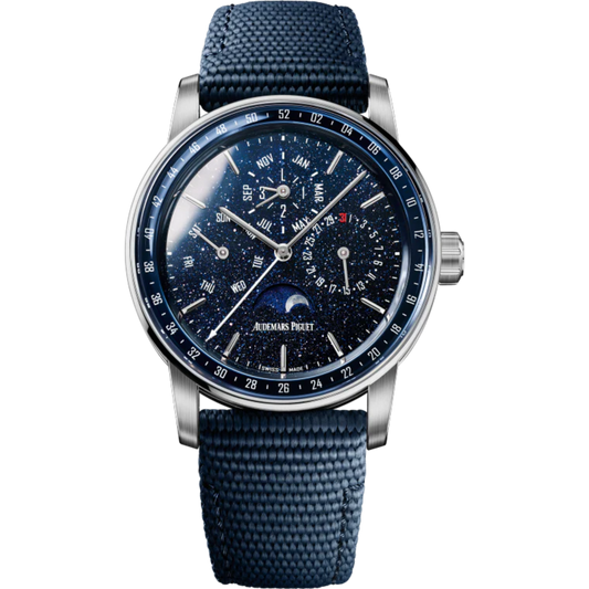 Code 11.59 by Audemars Piguet 41mm Blue Rubber-Coated Strap Blue Aventurine Dial Blue Lacquered Inner Bezel and White Gold Case