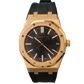 Audemars Piguet Ref. 15300OR.OO.D002CR.01 39MM Rose Gold Black Dial Royal Oak on Leather