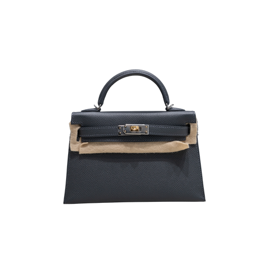 Hermes Birkin K20 Mini Kelly Ardoise (Dark Grey) Electrum Hardware Epsom Leather