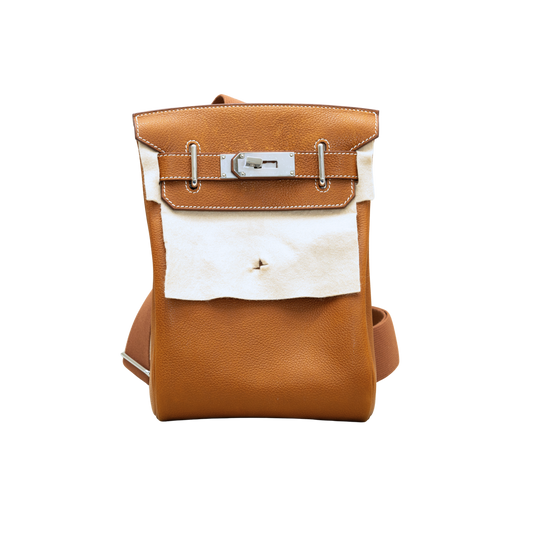 Hermes Hac A Dos PM Backpack Barenia Faubourg Calfskin White Stitching PHW