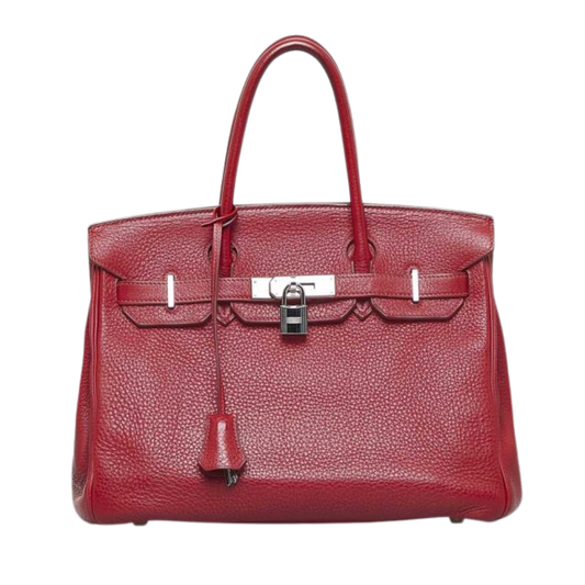 Hermes Birkin 30 Rouge Garance Clemence Leather