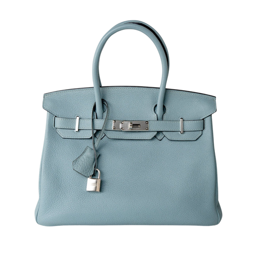 Hermes Birkin 30 Blue Ciel Clemence Leather