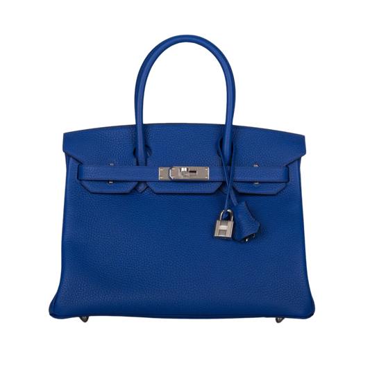 Hermes Birkin 30 Bleu Electrique Clemence Leather