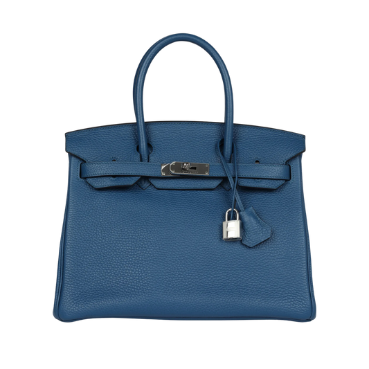 Hermes Birkin 30 Bleu Thalassa Clemence Leather