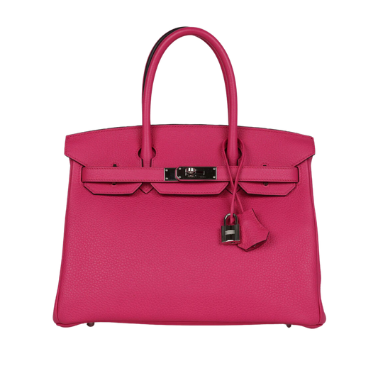 Hermes Birkin 30 Rose Shocking Clemence Leather