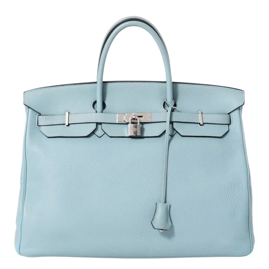 Hermes Birkin 40 Bleu Ciel Clemence Leather