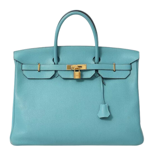 Hermes Birkin 40 Blue Atoll Clemence Leather