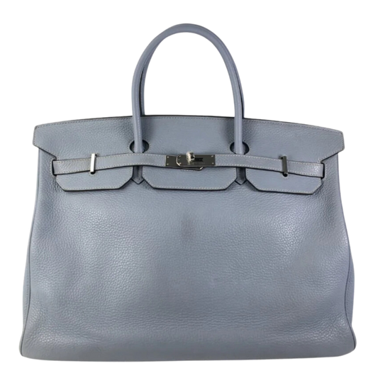 Hermes Birkin 40 Bleu Lin Clemence Leather