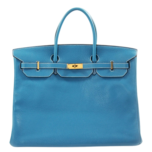 Hermes Birkin 40 Bleu Jean Clemence Leather