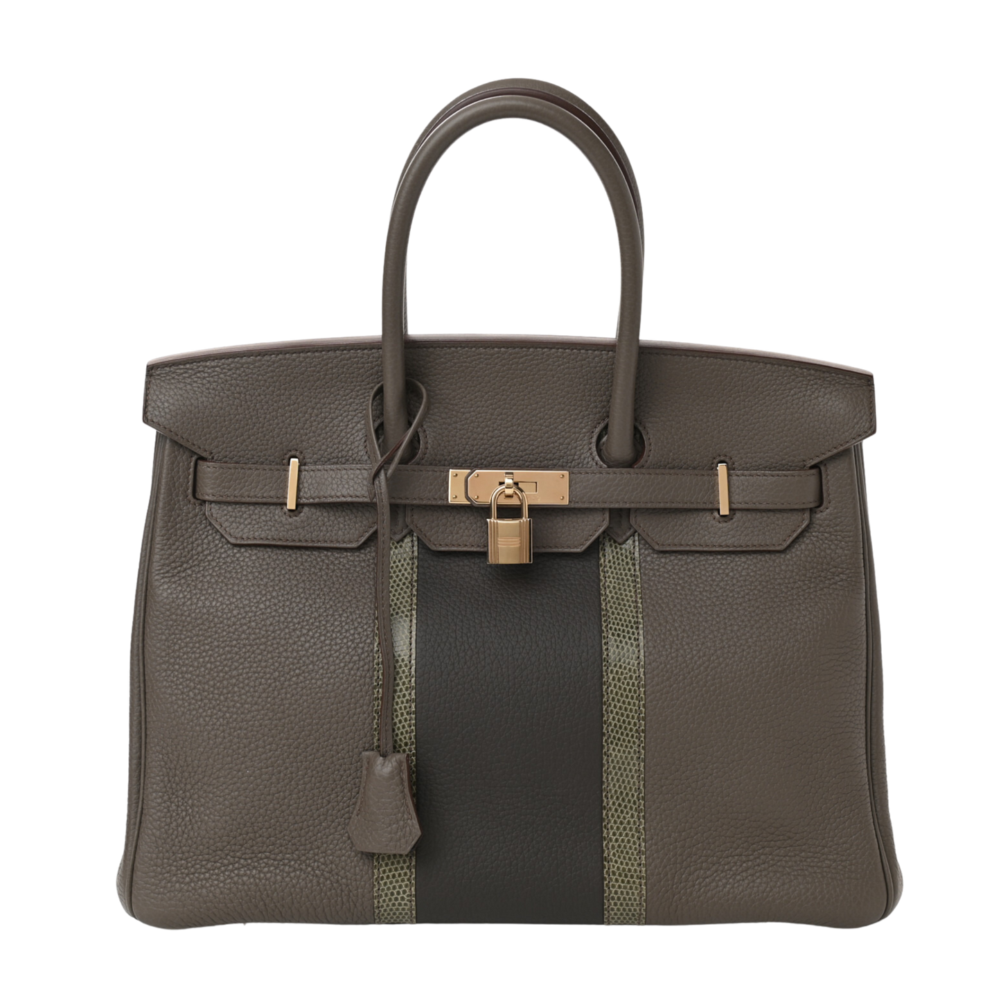 Hermes Birkin Club 30 Gris Fonce Lizard, Etain & Graphite Clemence Leather