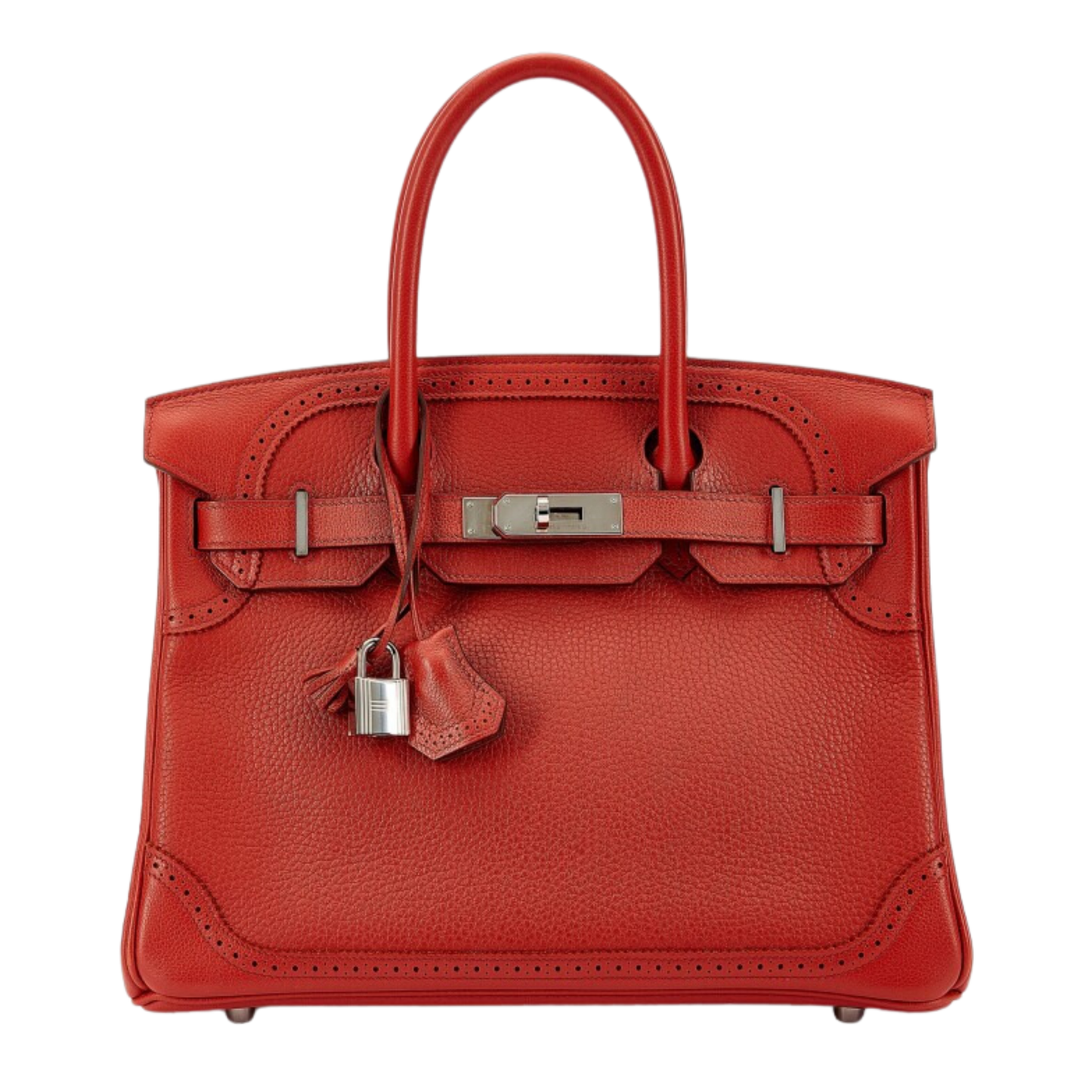 Hermes Birkin 30 Ghillies Brique Clemence & Evercolor Ghillies Leather
