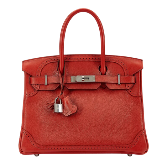 Hermes Birkin 30 Ghillies Brique Clemence & Evercolor Ghillies Leather