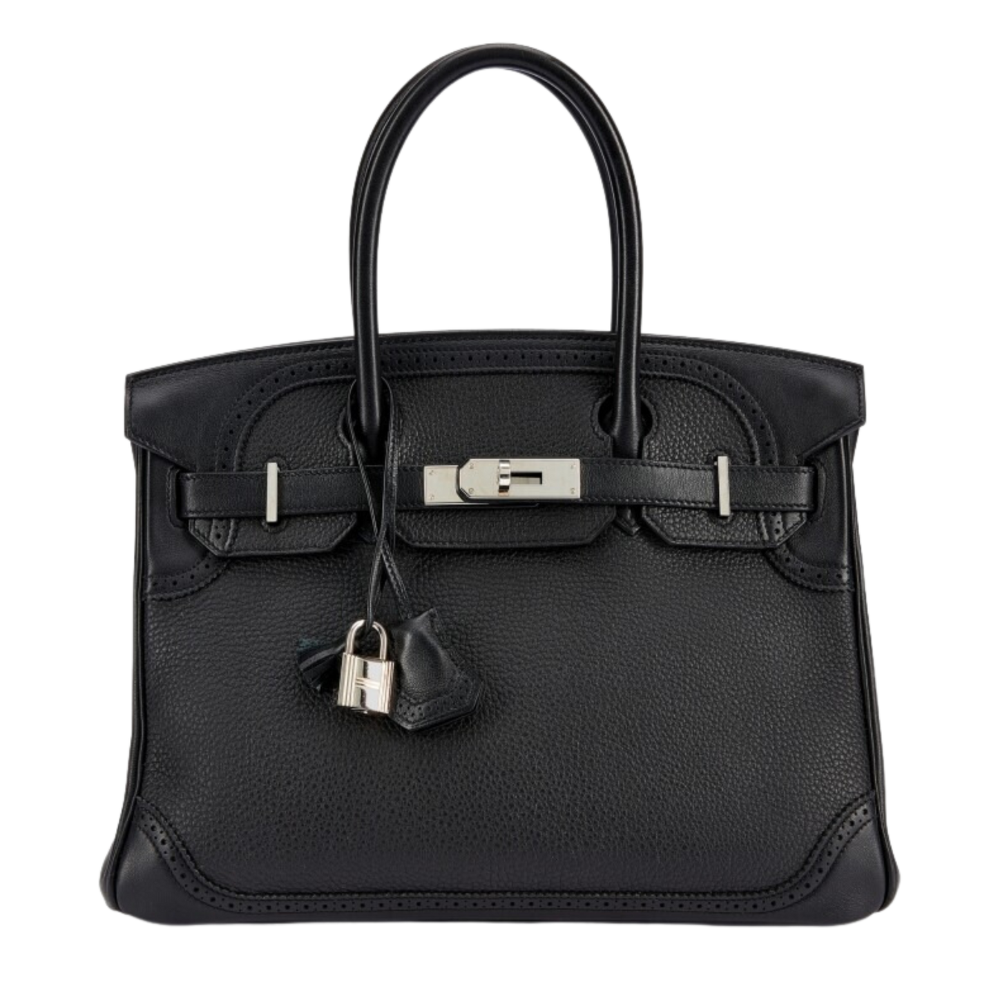 Hermes Birkin 30 Ghillies Noir Togo & Swift Ghillies Leather