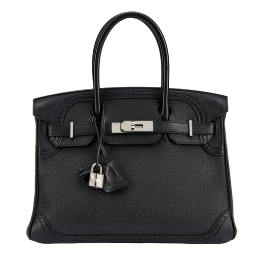 Hermes Birkin 30 Ghillies Noir Togo & Swift Ghillies Leather