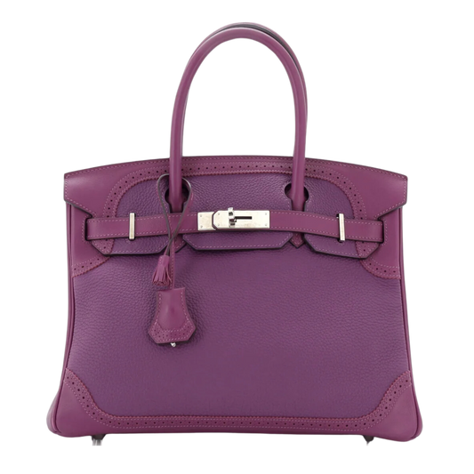 Hermes Birkin 30 Ghillies Anemone Togo & Swift Ghillies Leather