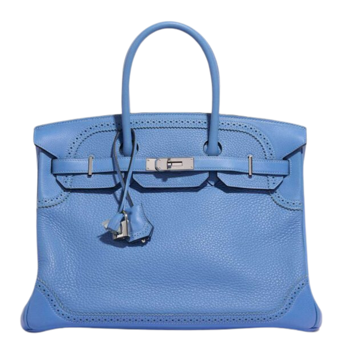 Hermes Birkin 35 Ghillies Blue Paradise Clemence Ghillies Leather