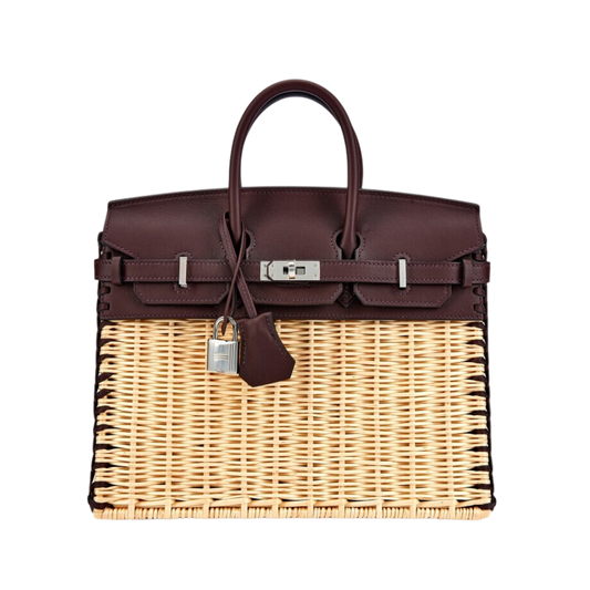 Hermes Birkin 25 Picnic Naturel Osier Wicker & Rouge Sellier Swift Leather