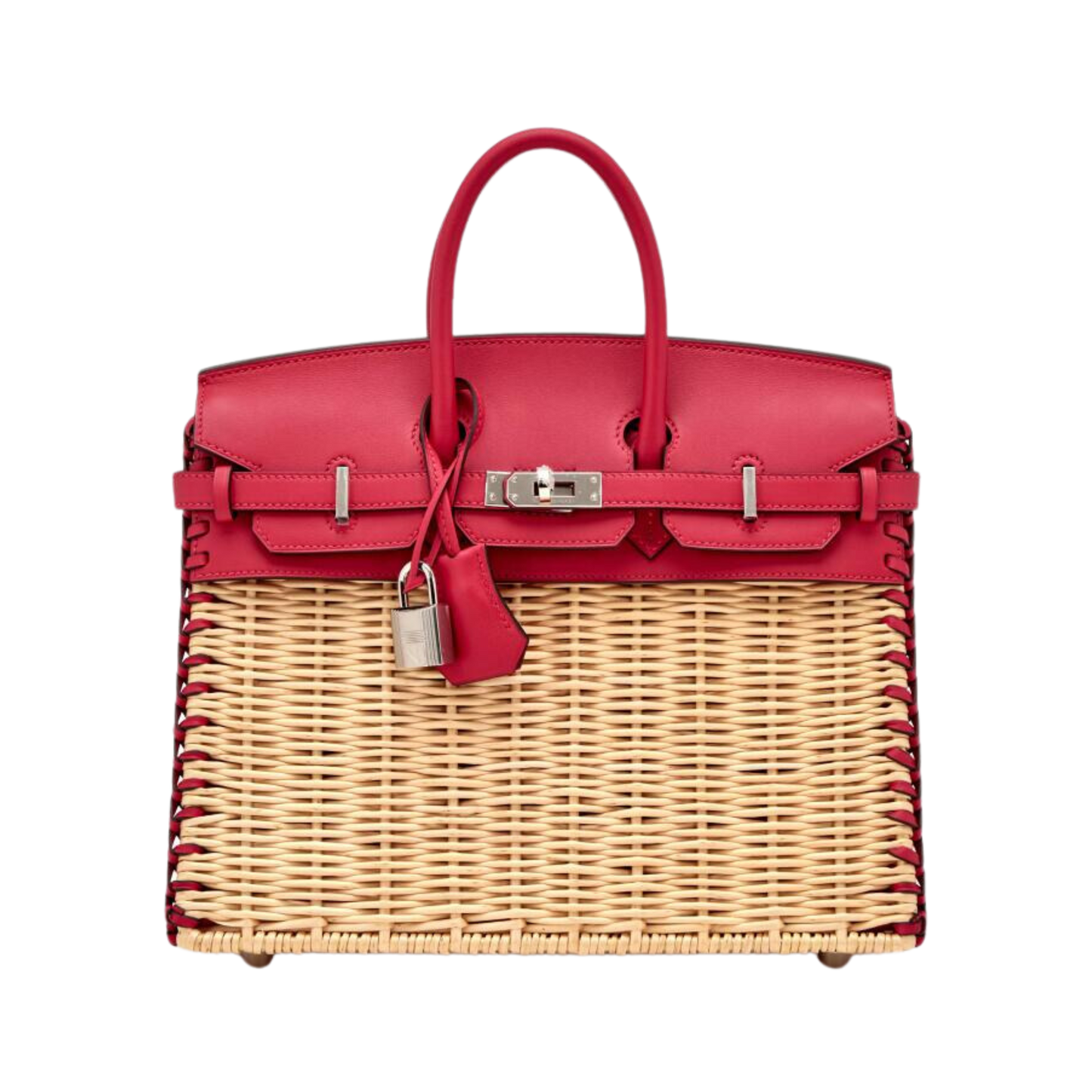 Hermes Birkin 25 Picnic Naturel Osier Wicker & Framboise Swift Leather