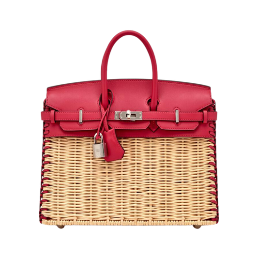 Hermes Birkin 25 Picnic Naturel Osier Wicker & Framboise Swift Leather