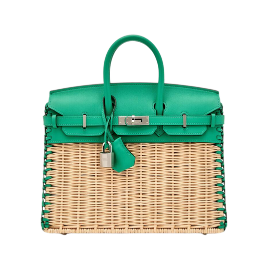 Hermes Birkin 25 Picnic Naturel Osier Wicker & Menthe Swift Leather