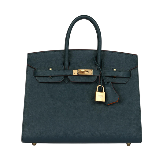 Hermes Birkin 25 Sellier Vert Cypress Epsom Leather