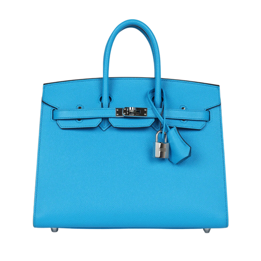 Hermes Birkin 25 Sellier Bleu Frida Epsom Leather