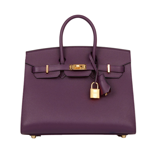 Hermes Birkin 25 Sellier Cassis Madame Leather
