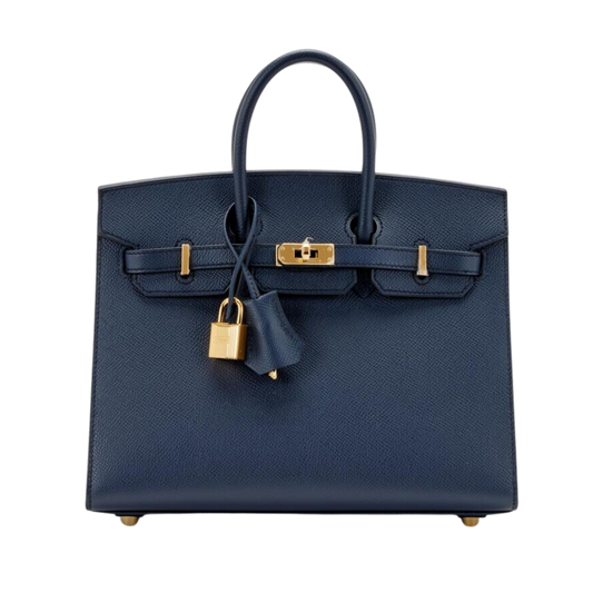 Hermes Birkin 25 Sellier Blue Nuit Madame Leather