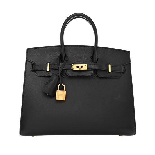 Hermes Birkin 25 Sellier Noir Madame Leather