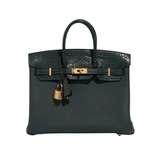 Hermes Birkin 25 Touch Vert Cypress Matte Alligator & Togo Leather