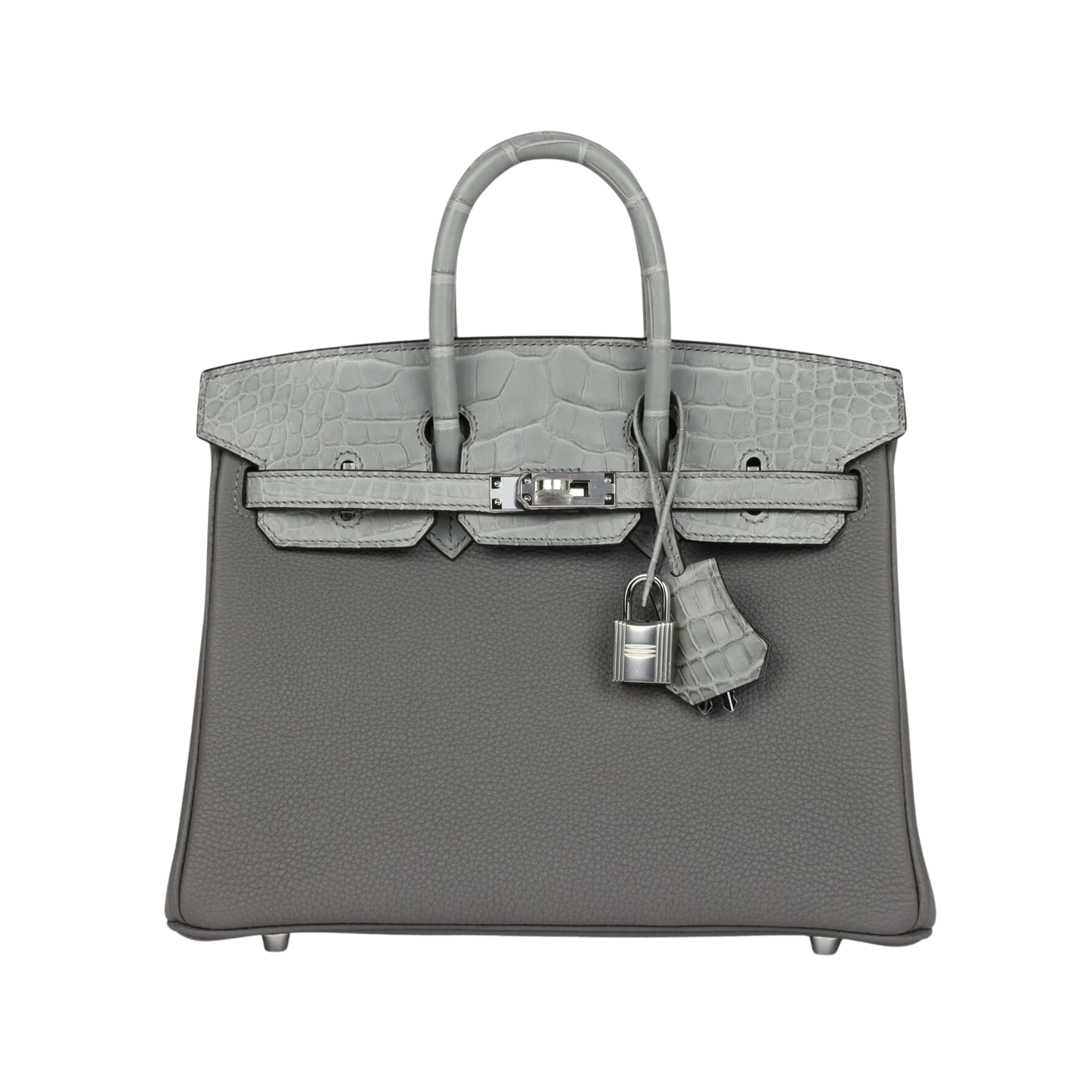 Hermes Birkin 25 Touch Gris Ciment Matte Alligator & Gris Meyer Togo Leather